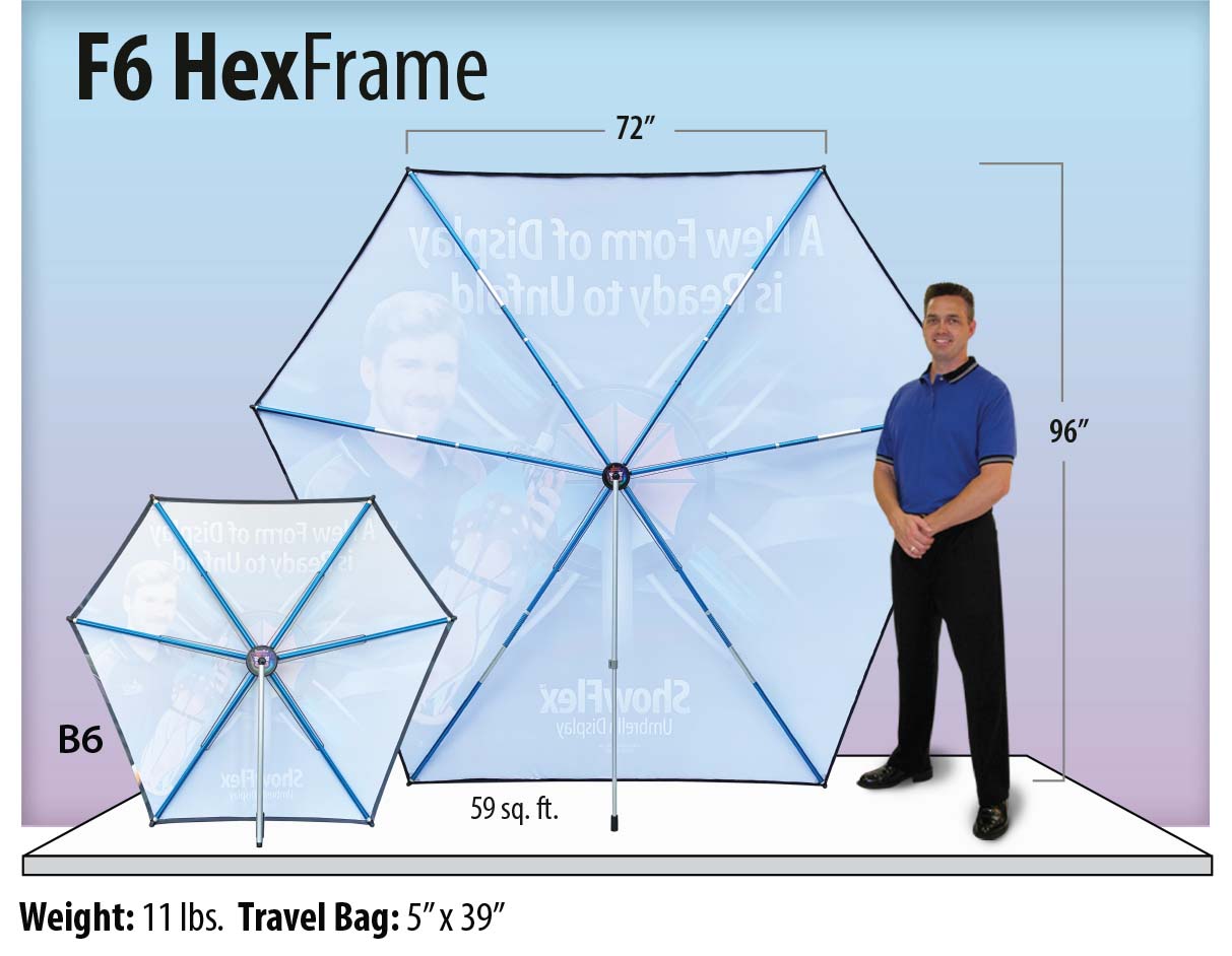 F6 SHOWFLEX HEX FREESTANDING w/ GRAPHIC